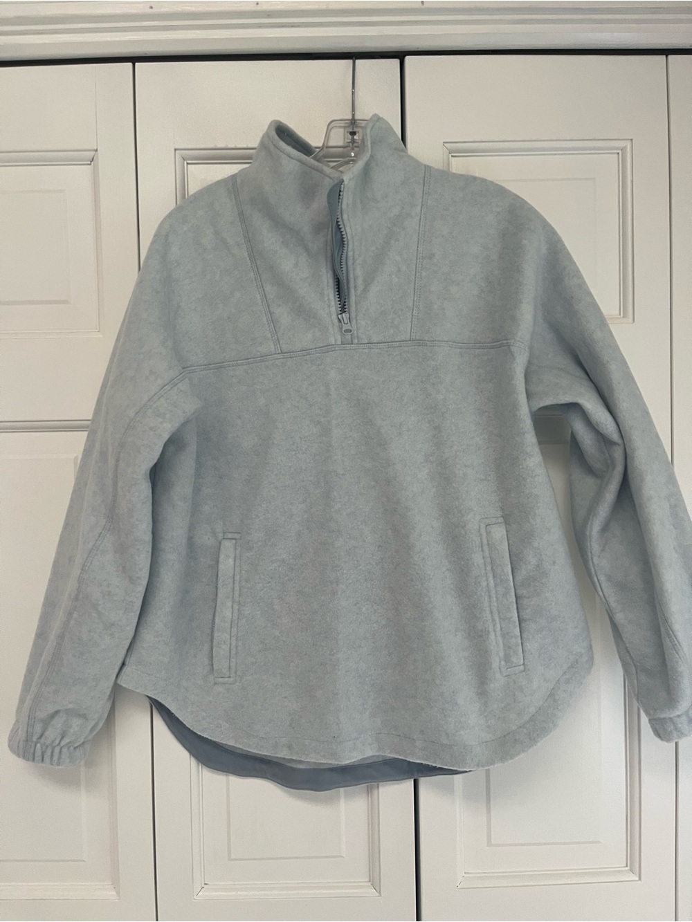 Lands’ End Women’s Fleece Quarter Zip Pullover Light Blue S/P